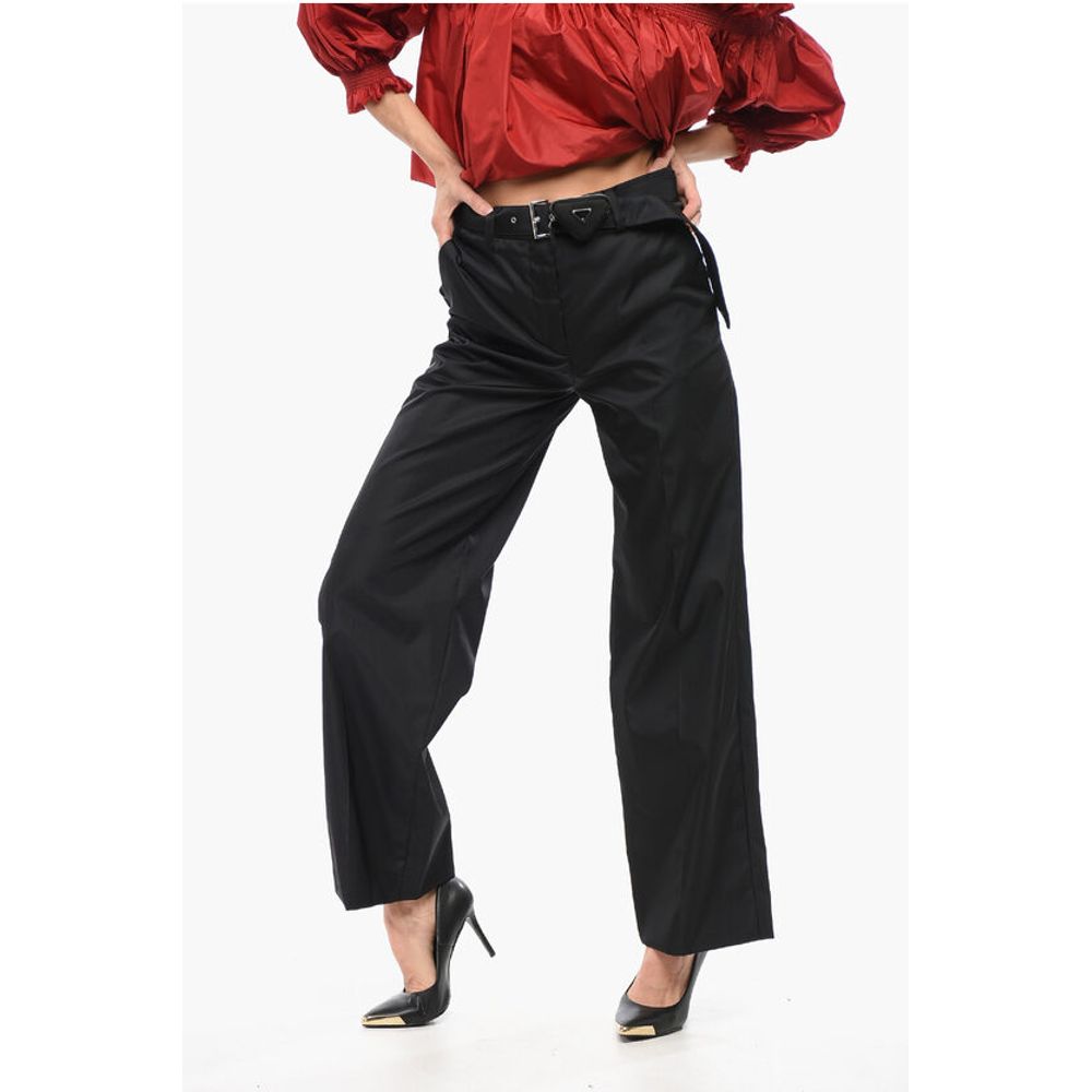 Prada Re-nylon Straight Pants with Logoed Belt
