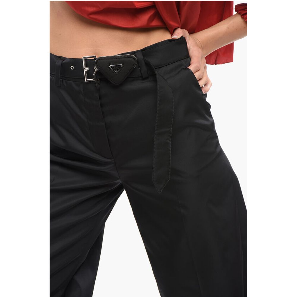 Prada Re-nylon Straight Pants with Logoed Belt