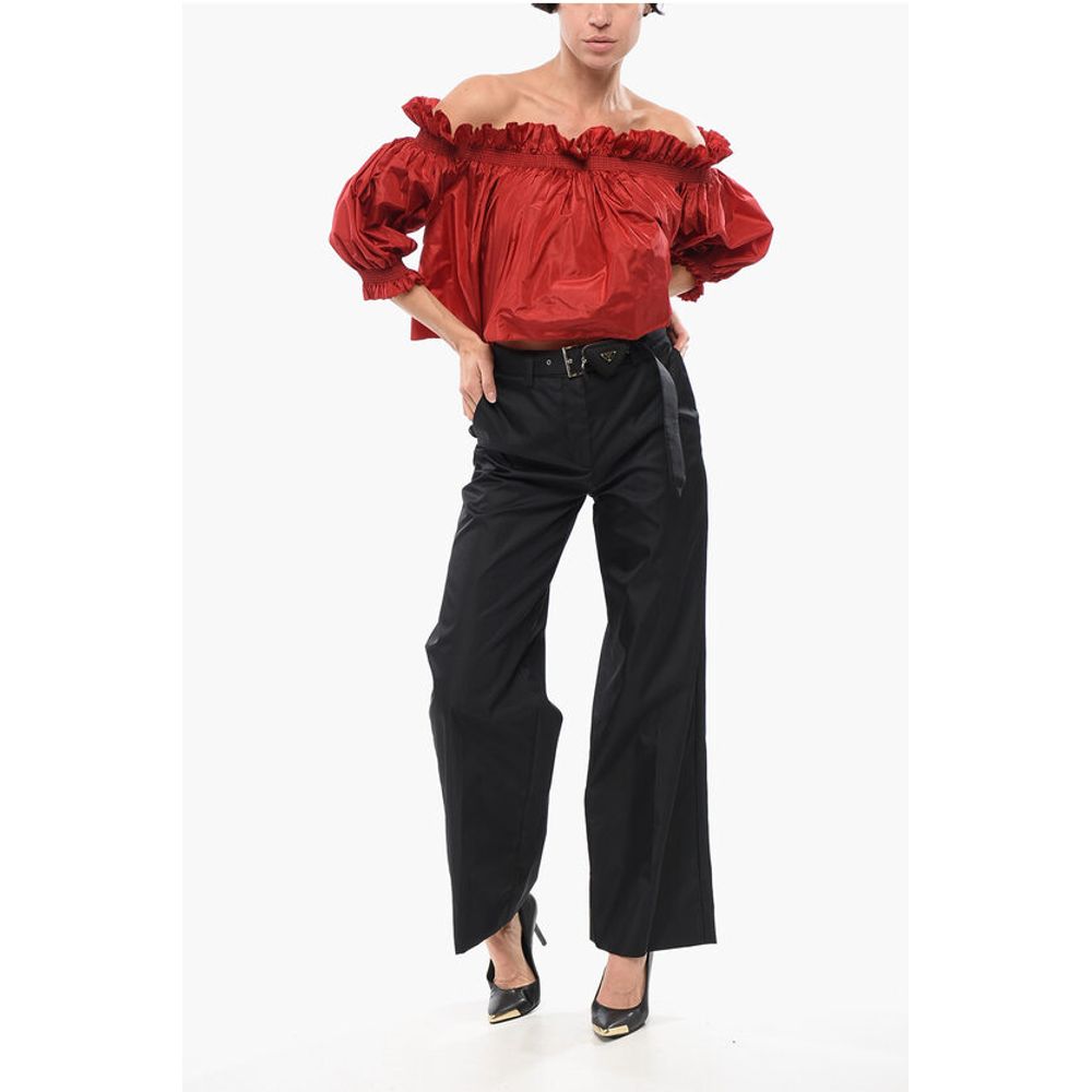 Prada Re-nylon Straight Pants with Logoed Belt