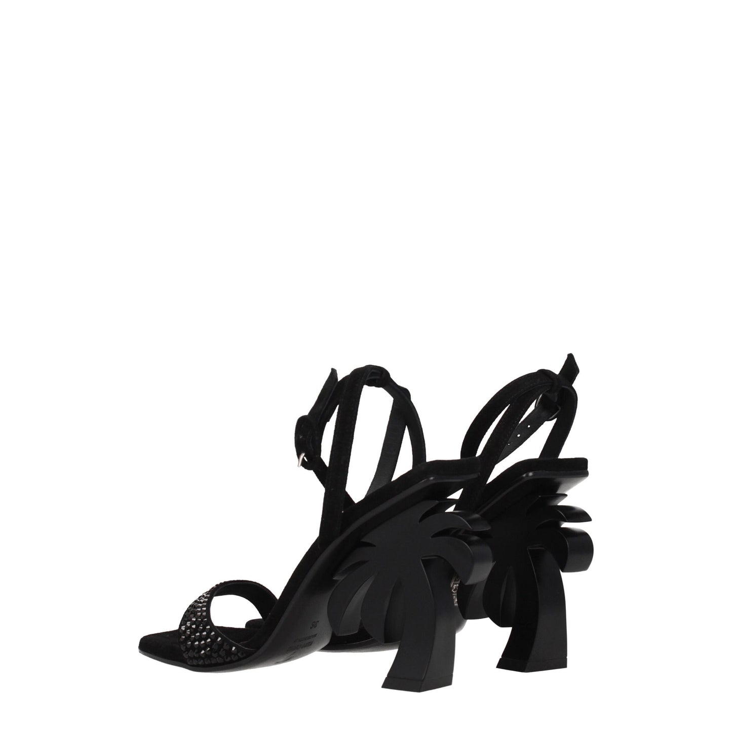 Palm Angels Black Leather Strap-Ons Sandals