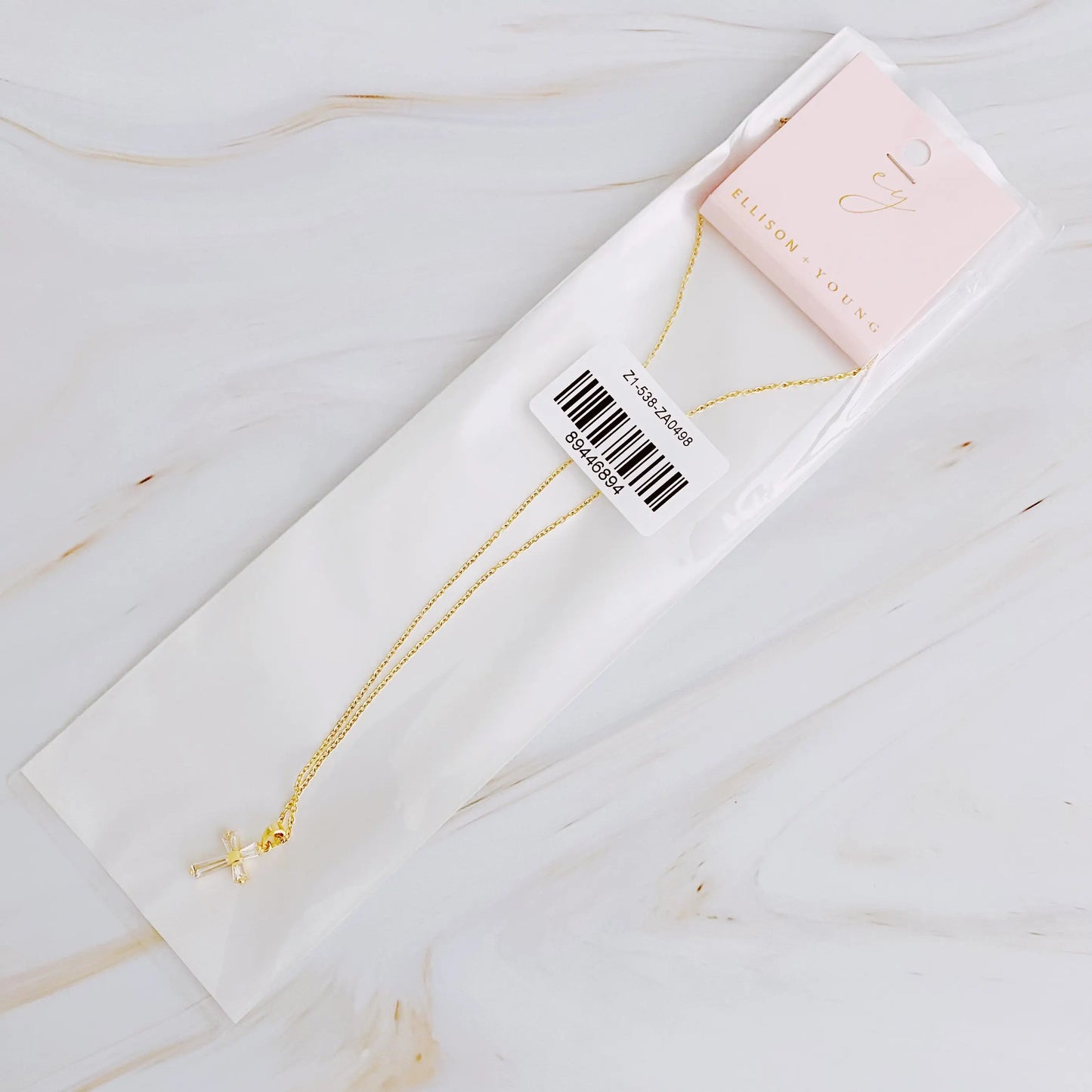 My Dear Crystal Cross Necklace Fuchsia Hercules