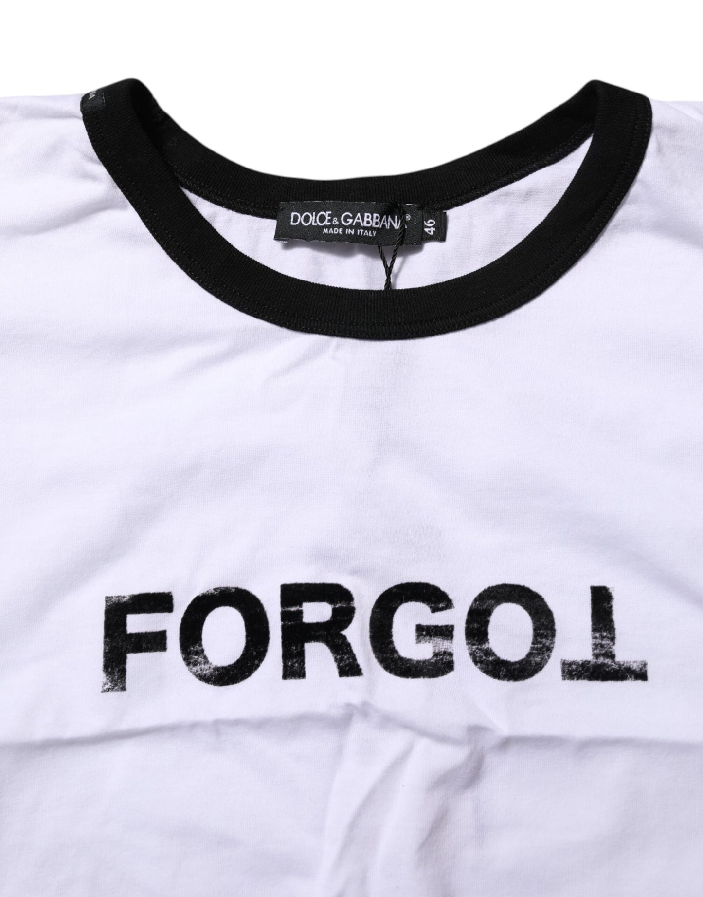 Dolce & Gabbana White Cotton Crew Neck Cropped Top T-shirt