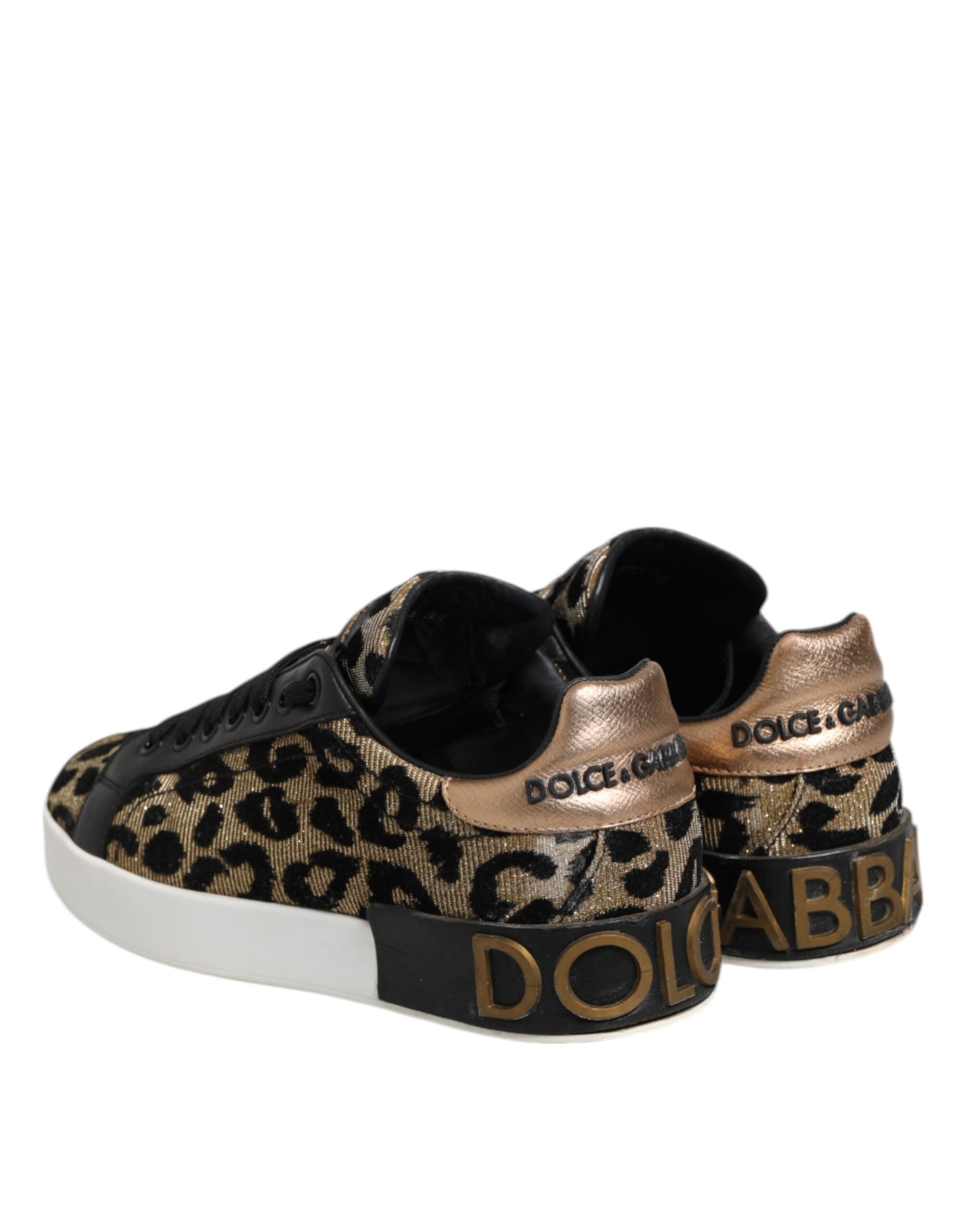 Dolce & Gabbana Brown Leopard Portofino Low Top Sneakers Shoes