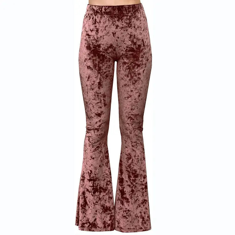 High Waist Stretch Print Blooming Bell-bottom Pants Casual My Store
