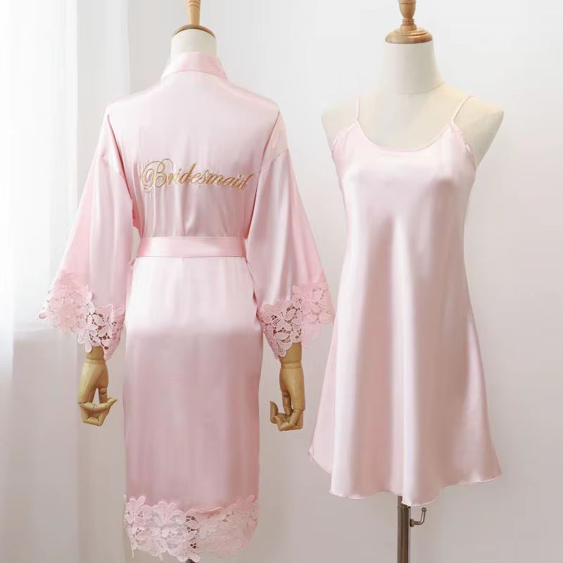 Sexy Women Home Dressing Gown Intimate Lingerie Lace Bride Wedding Robe Set Nightwear Casual Sleepwear Kimono Bathrobe Gown