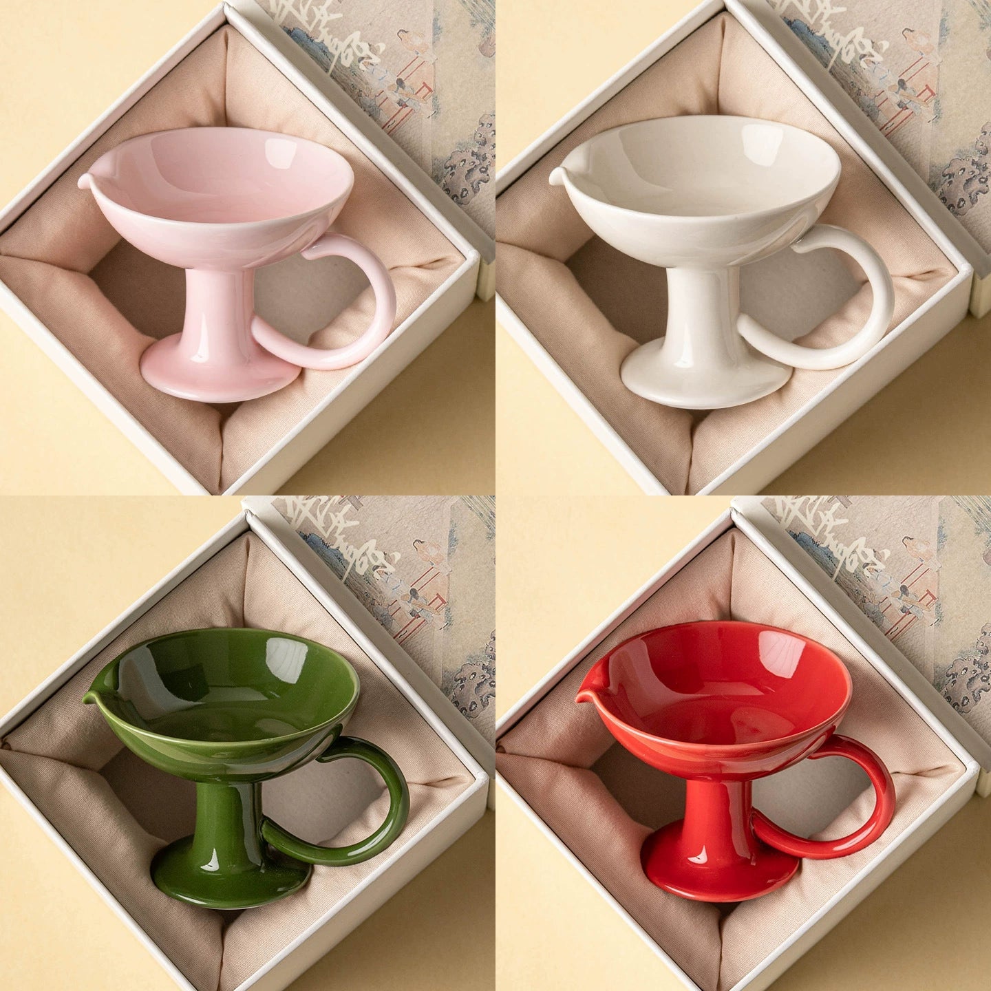 Ceramic Pedestal Candle Holder with Handle – Nordic Style Tealight Sta