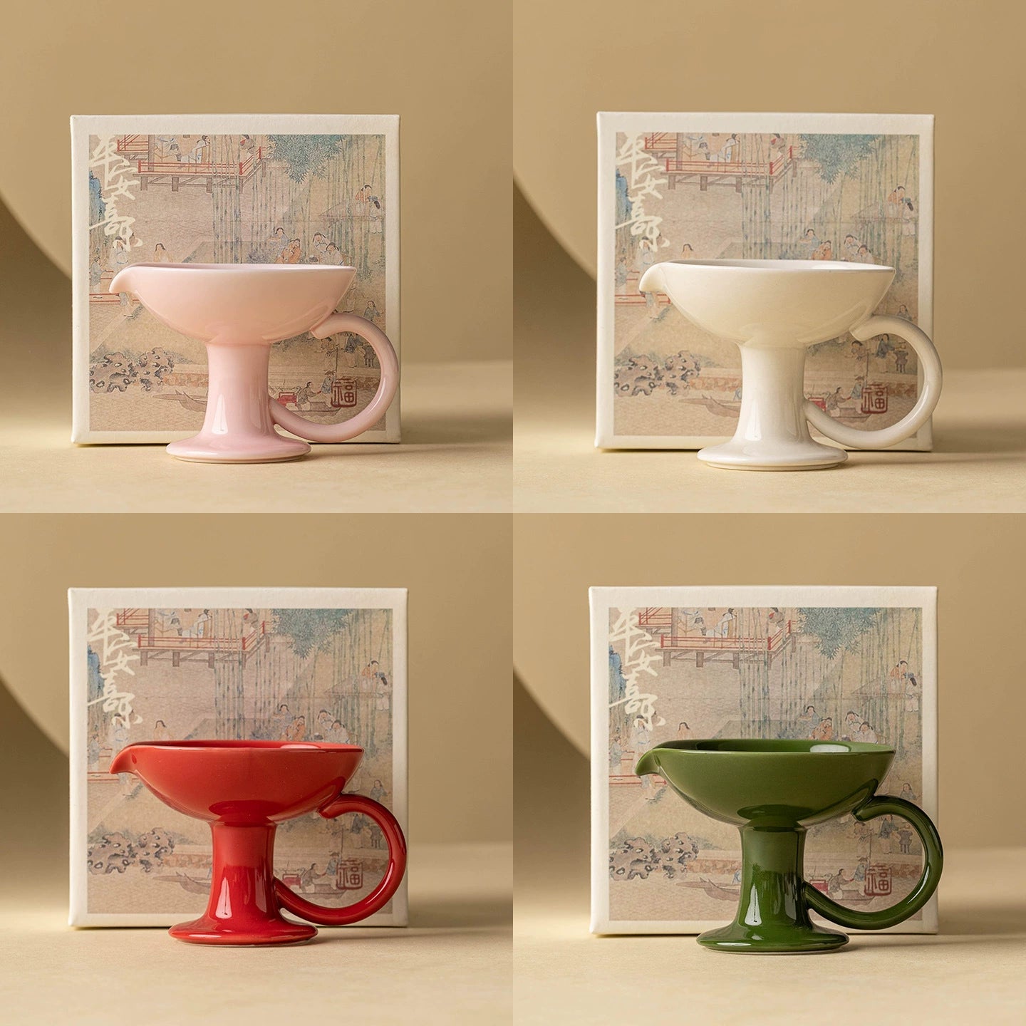 Ceramic Pedestal Candle Holder with Handle – Nordic Style Tealight Sta