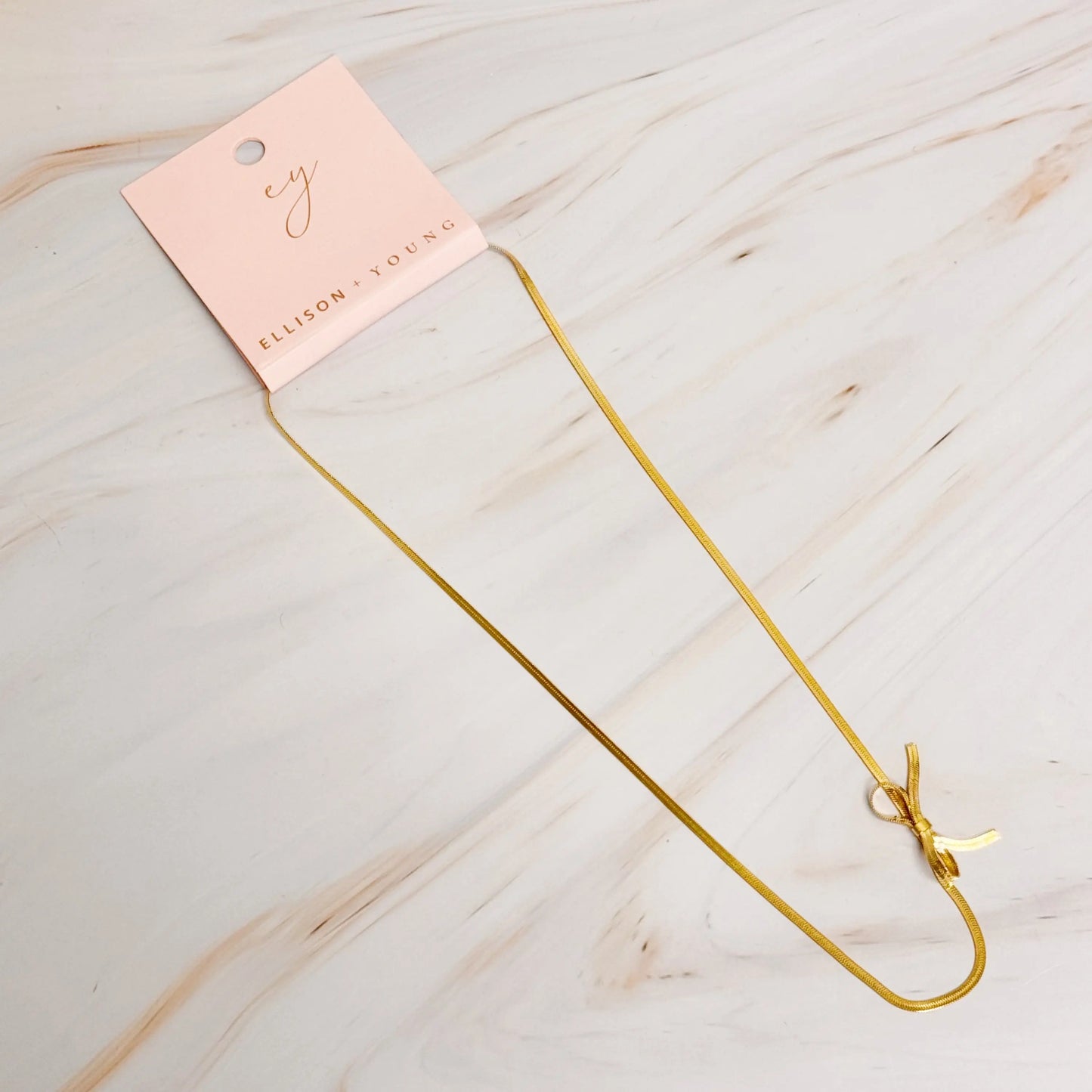 Herringbone Chain Bow Necklace Fuchsia Hercules