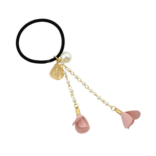 Hair Holder Accessories Pearl Long Chain Headwear Petal Elastic Hair