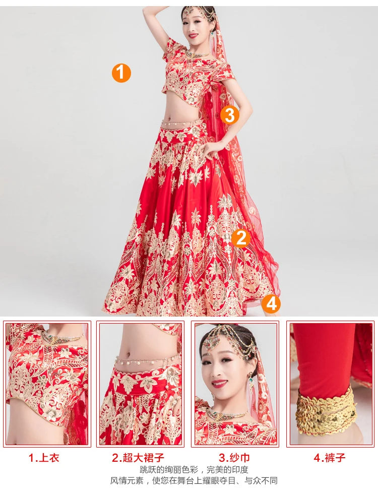 Sarees Wedding India Woman Wedding Costume Ethnic Style Lehenga Choli Performance Gorgeous Suits top+skirt+scarf+pants