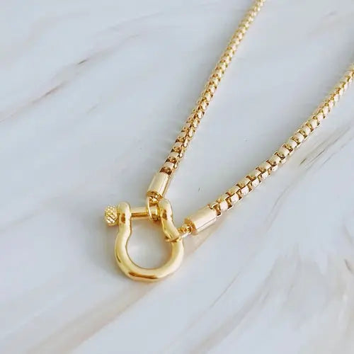 Luxe Pendant Box Chain Necklace Fuchsia Hercules