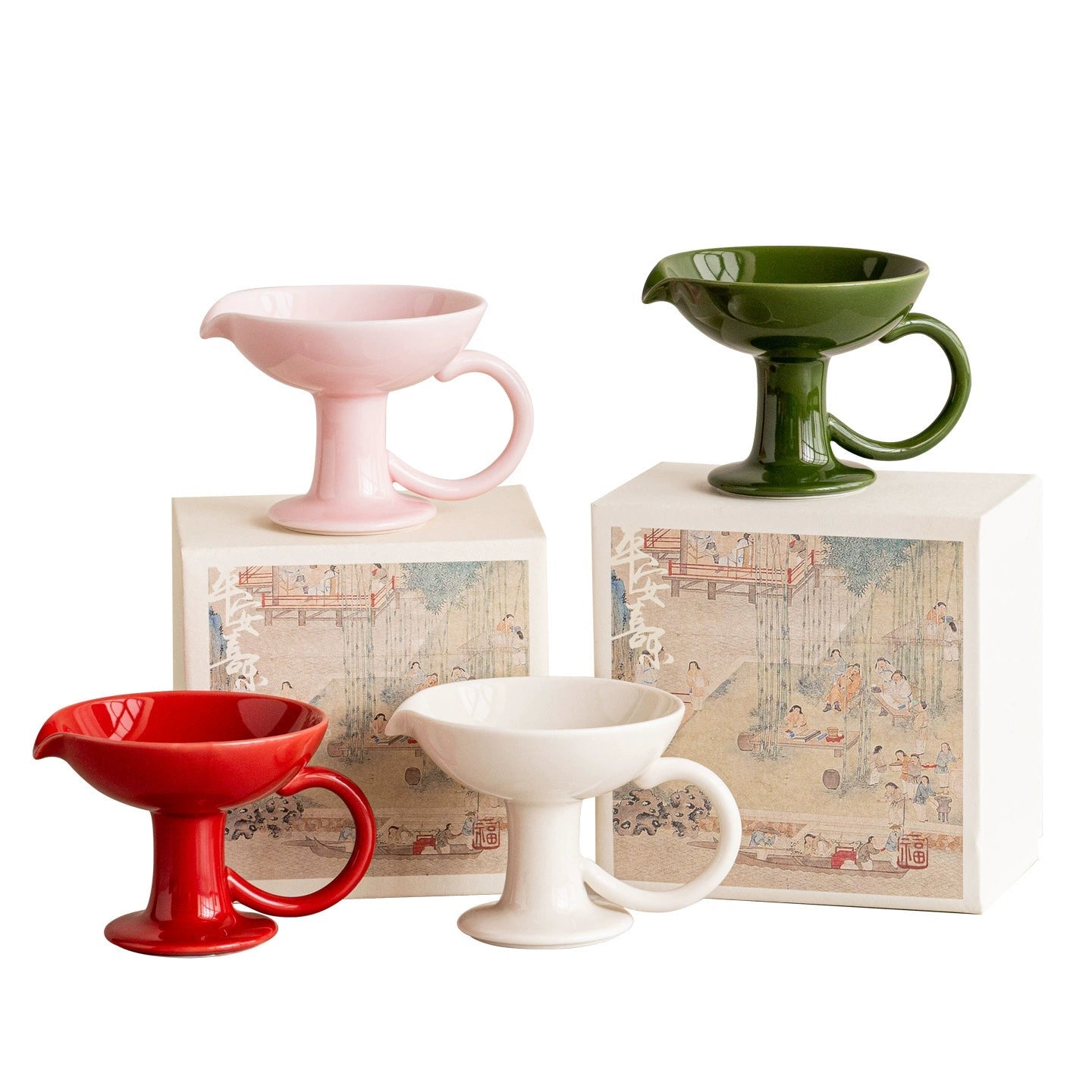 Ceramic Pedestal Candle Holder with Handle – Nordic Style Tealight Sta