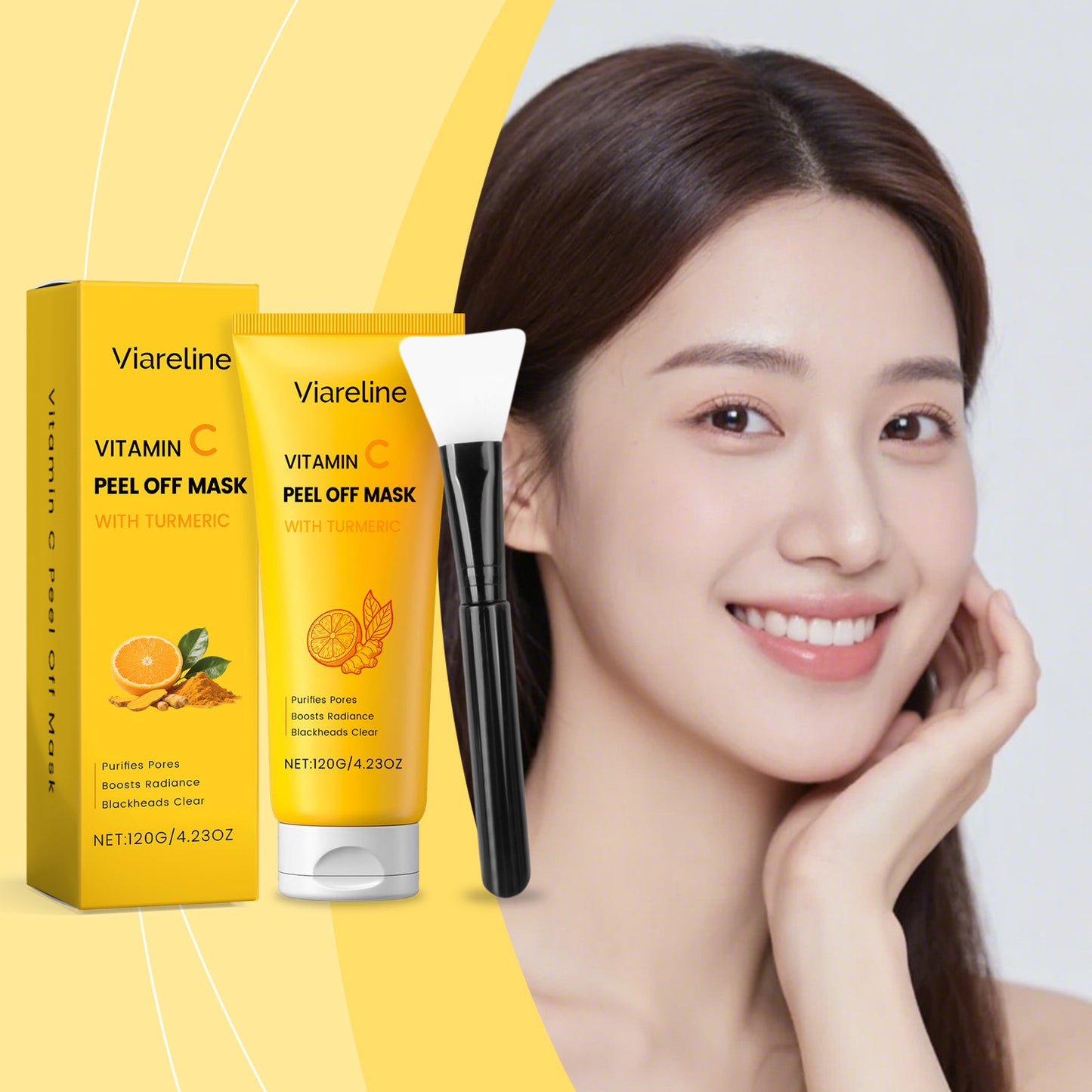 Peel-Off Facial Mask Deep Cleansing Brightening Shrink Pores Blackhead Remover Repair Moisturizing Turmeric Peel-Off Facial Mask