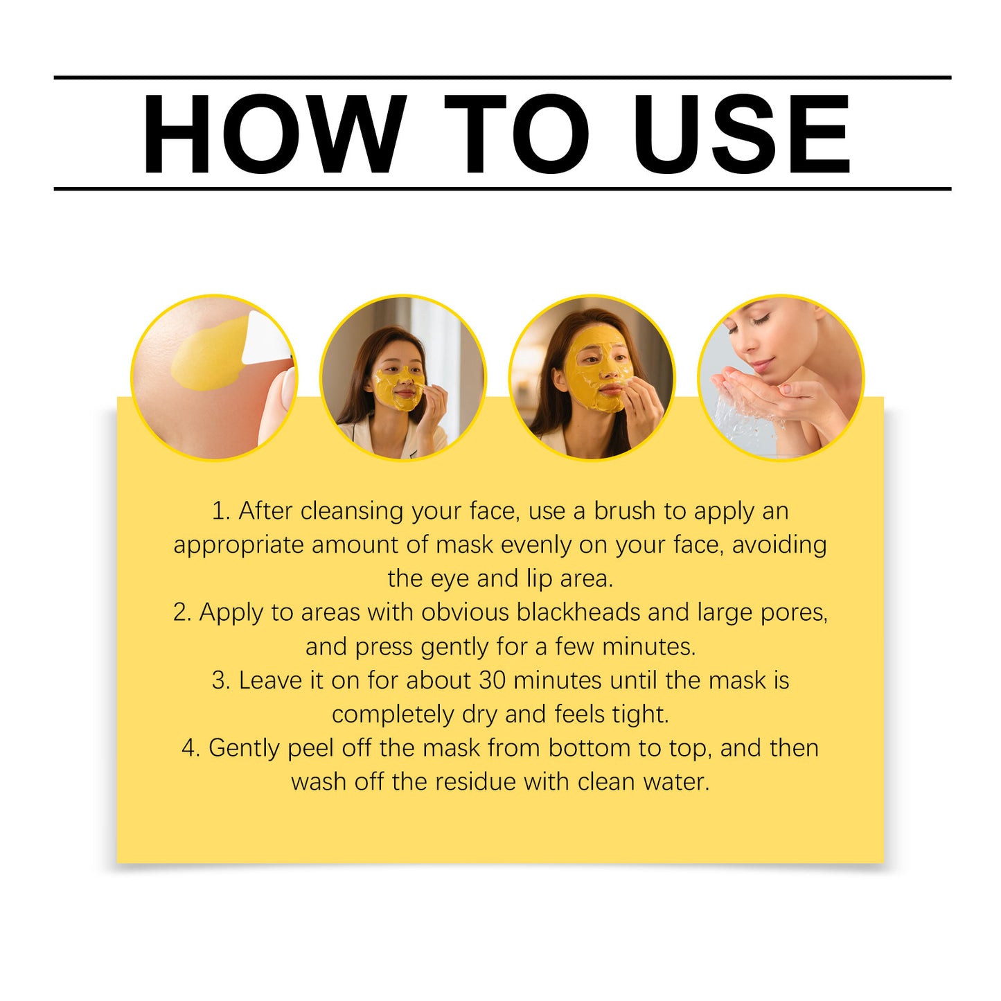 Peel-Off Facial Mask Deep Cleansing Brightening Shrink Pores Blackhead Remover Repair Moisturizing Turmeric Peel-Off Facial Mask