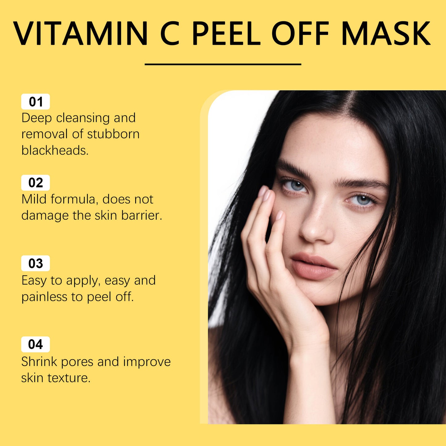 Peel-Off Facial Mask Deep Cleansing Brightening Shrink Pores Blackhead Remover Repair Moisturizing Turmeric Peel-Off Facial Mask