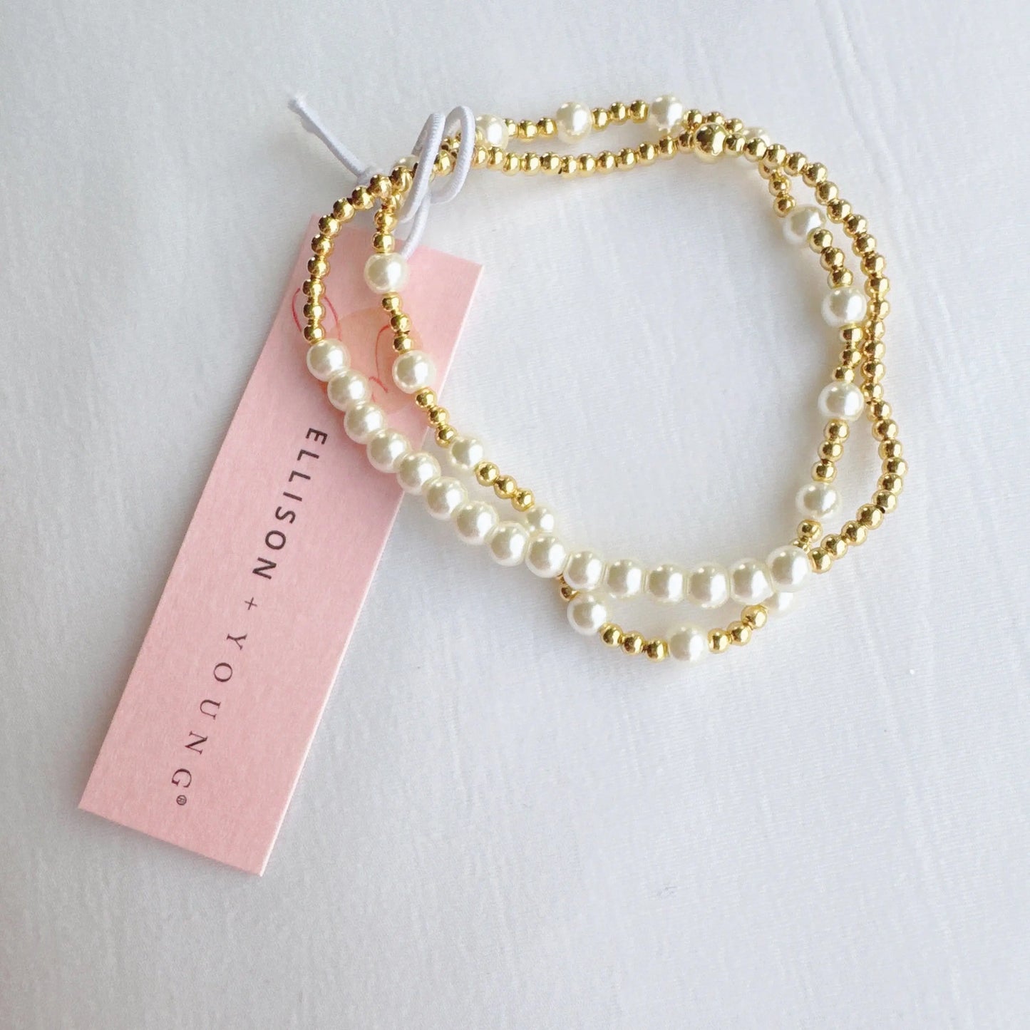 Pearls And Gold Stretch Bracelet Set Of 2 Fuchsia Hercules