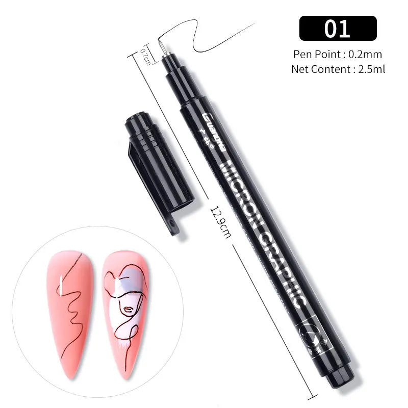 Nail Art Paintbrush With Ultra-fine Drawing Lines Edges Quick Drying Waterproof Acrylic Marker Pen Graffiti Pen