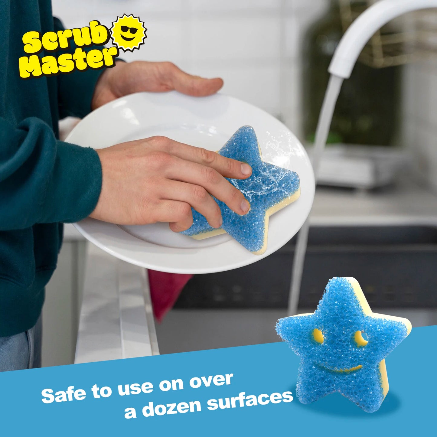 Scrub Master - Scratch-Free Multipurpose Dish Sponge - BPA Free & Made with Polymer Foam - Stain & Odor Resistant Kitchen Sponge
