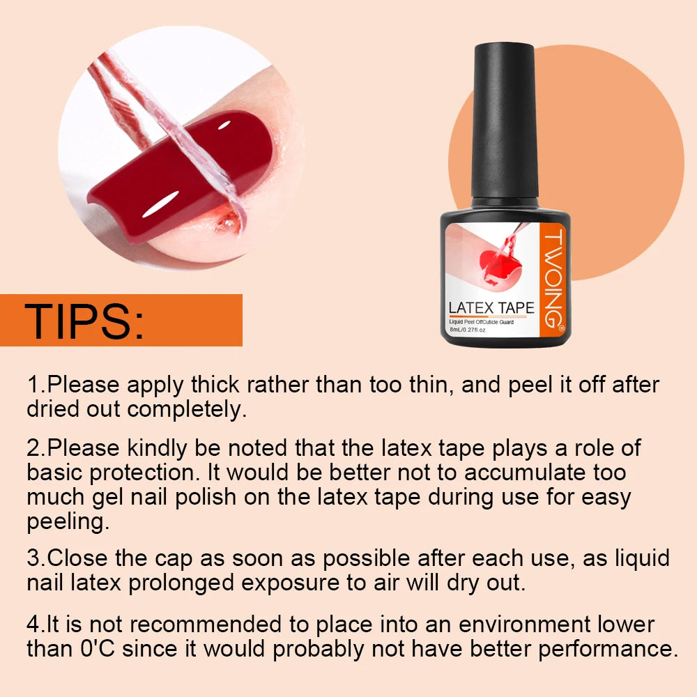 8ml Nail Peel Off Liquid Anti-Overflow Glue Edge Latex Tape, Peel OffCuticle Guard Nails Finger Lacquer Protector, Nail Polish