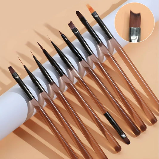 LINMANDA Nail Art Design Pen Painting Tools with Nail Extension Gel Brush Nail Gel Brush Salon at Home Diy Manicure 9psc