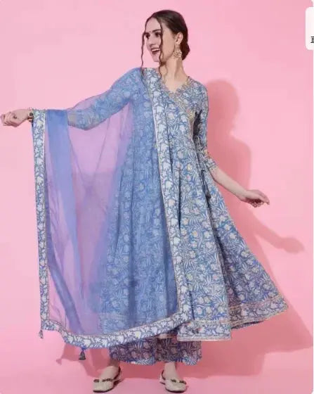 India Women's Clothing 3-piece Set Of Pure Cotton Printed Dresses Femina Worldwide