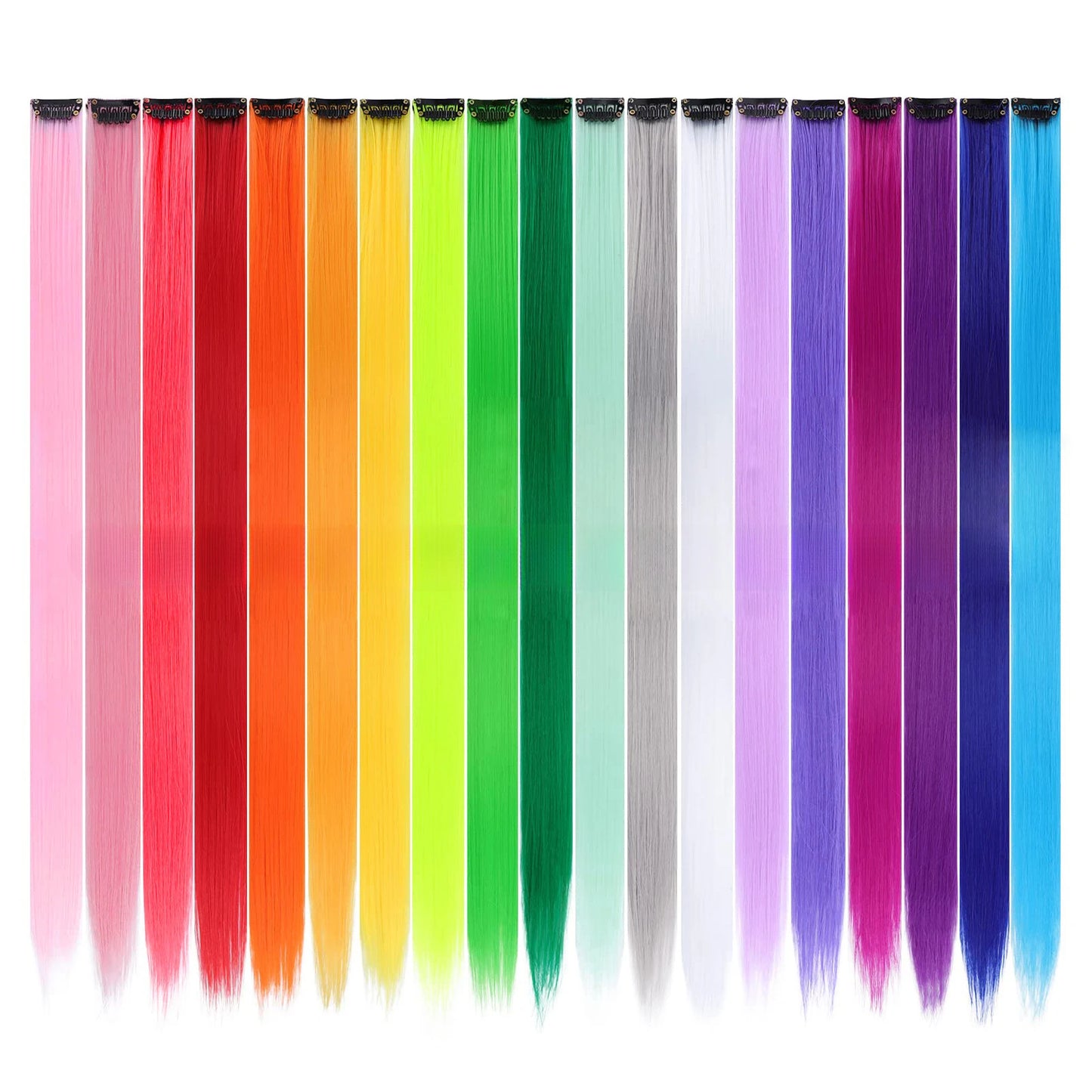 13 Colors Colorful Party Highlight Clip in Straight Hair Extensions for Girls 50cm Y2K Multi-Color Hair Synthetic Hairpieces