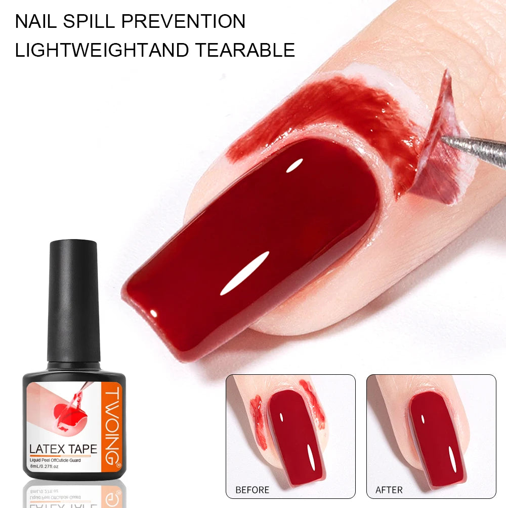 8ml Nail Peel Off Liquid Anti-Overflow Glue Edge Latex Tape, Peel OffCuticle Guard Nails Finger Lacquer Protector, Nail Polish