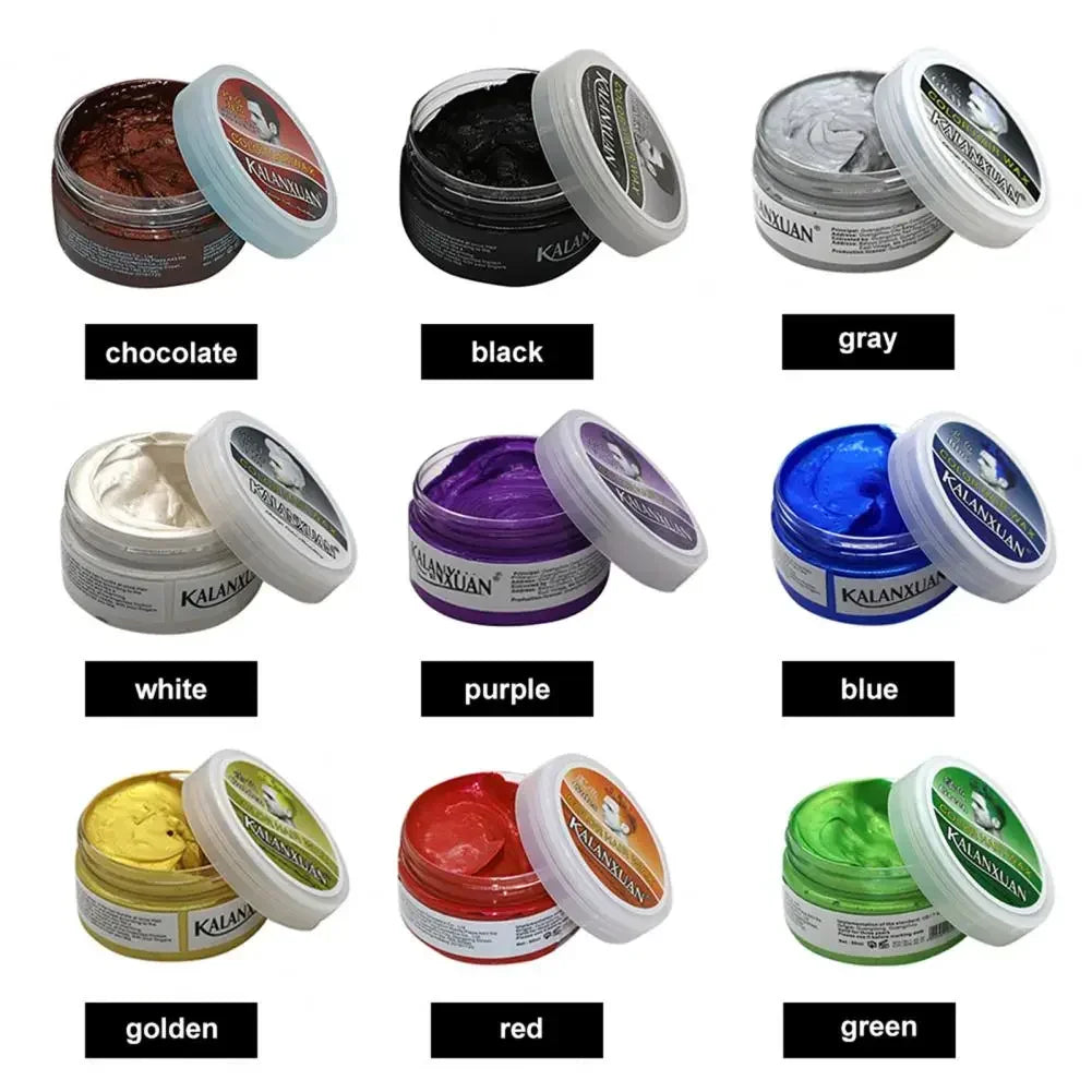 9 Color Hair Colors Wax Dye Temporary Molding Paste 8 Color Blue Burgundy Grandma Gray Green Hairs Dye Wax Mud Styling Pomade
