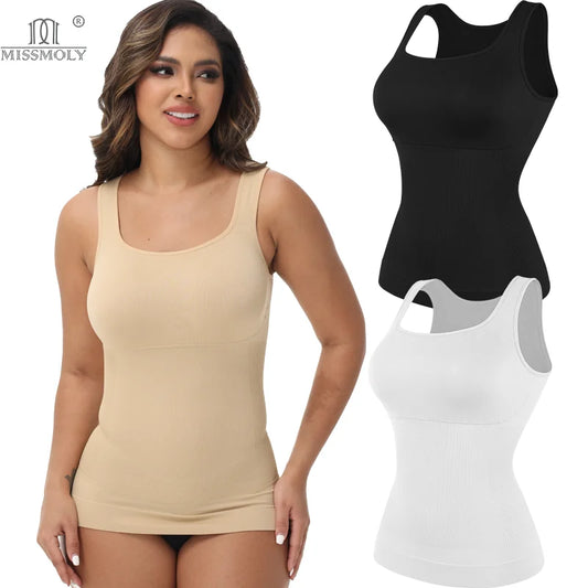 Shapewear for Women Seamless Camisole Compression Vest Tummy Control Body Shaper Waist Trainer Underwear Square Neck Tank Top