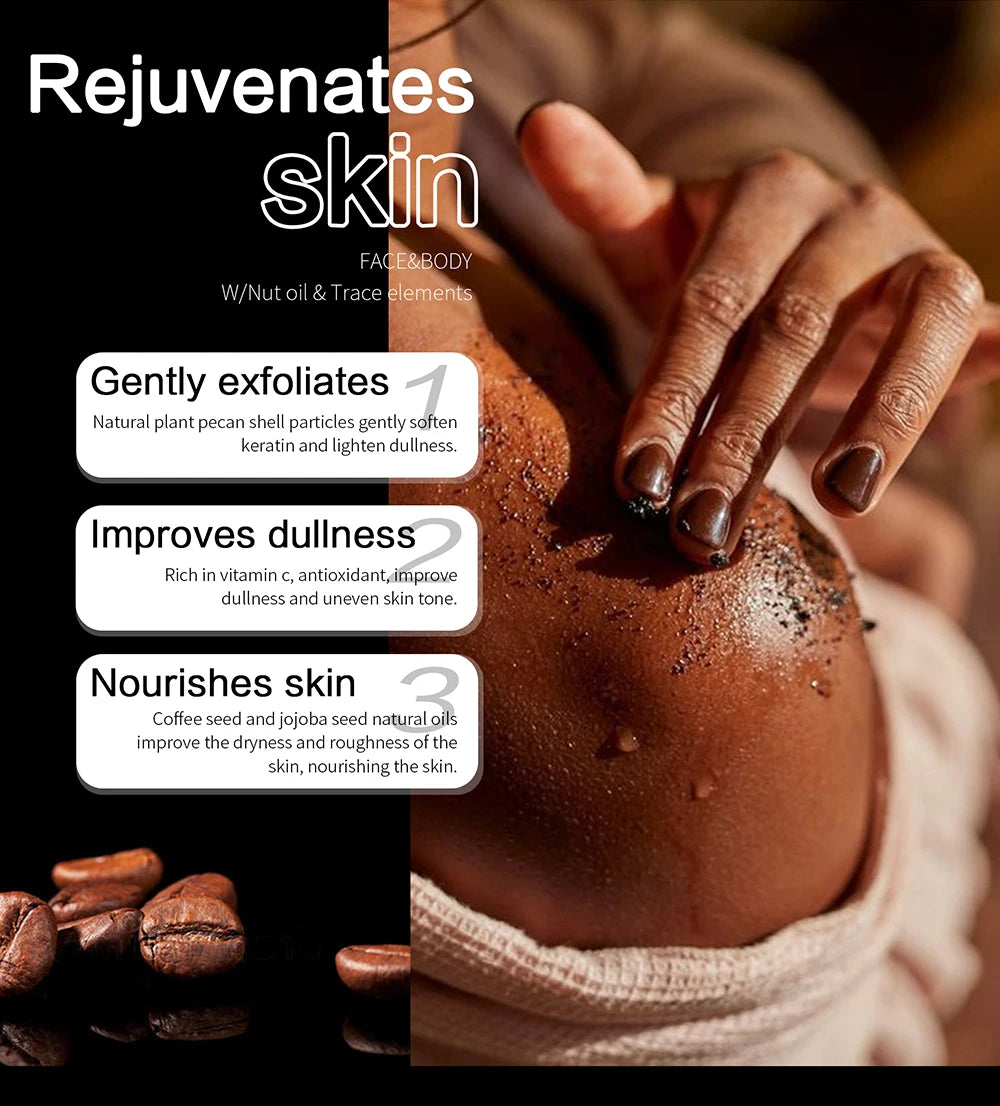 Natural Body Scrub - Moisturizing and Exfoliating Body, Face, Hand, Foot Scrub - Lightening, Fine Lines & Wrinkles, Skin Glowing