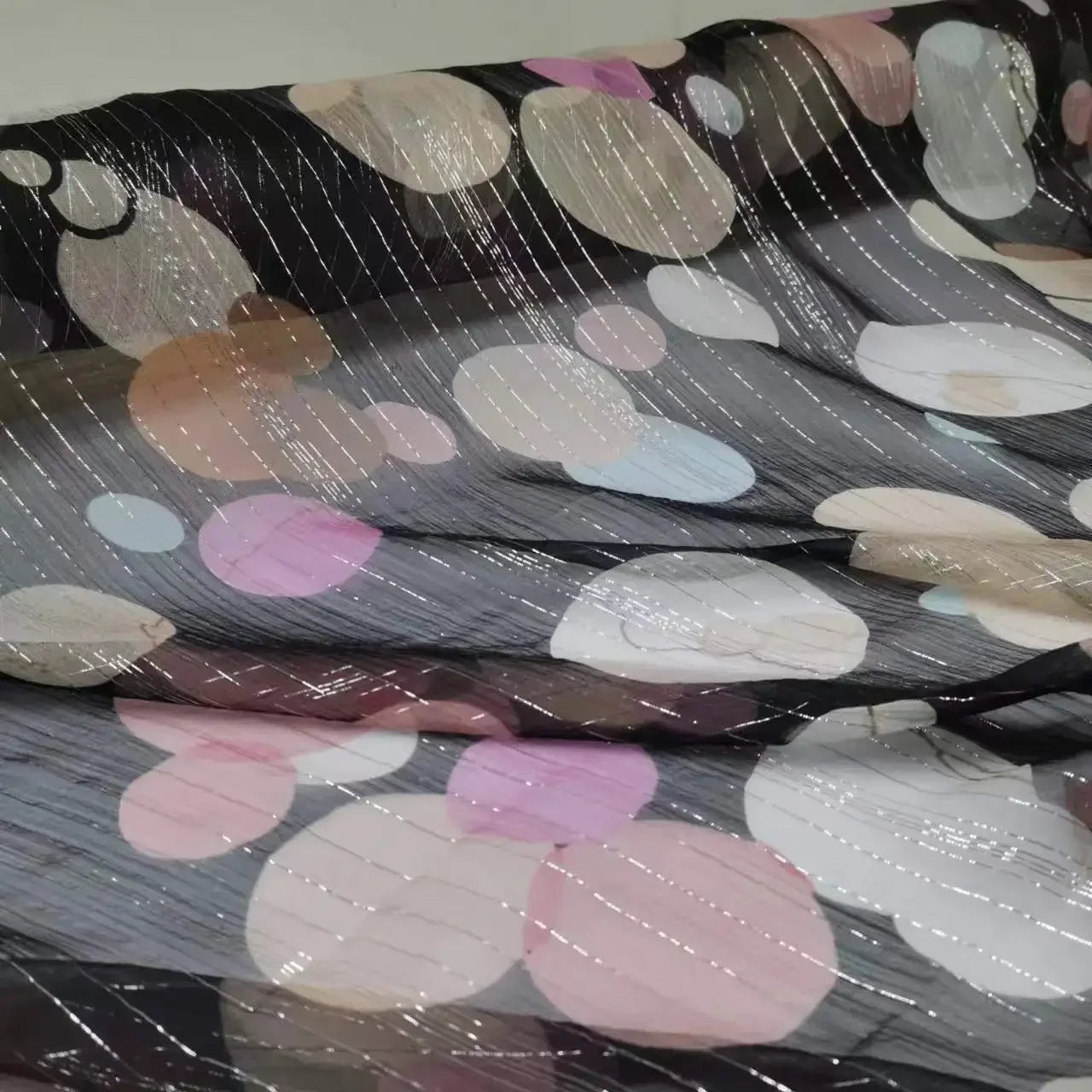Silk Georgette Lurex 6mm Shiny Jacquard Metallic Saree Dress Scarf Fabric