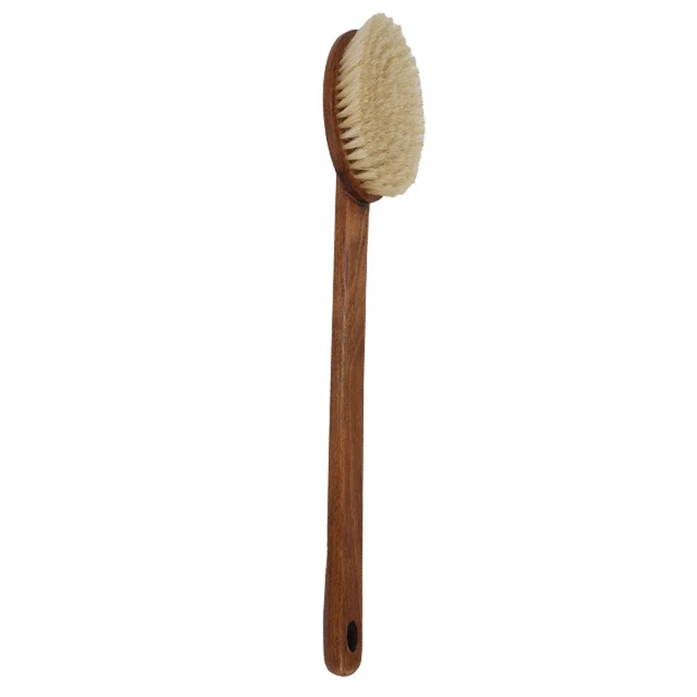 Scrubbing Brush Wood Long Handle Hair Brush Soft Bristles Ergonomic Shower Back Scrub Comfortable Back Scrubber Skin Cleanser