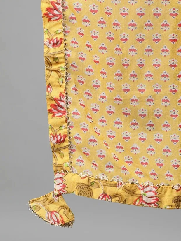 Indian Saree New Style Women's Indian Sari Suit Cotton Silk Round Neck Long Print Daily Casual Yellow Suit