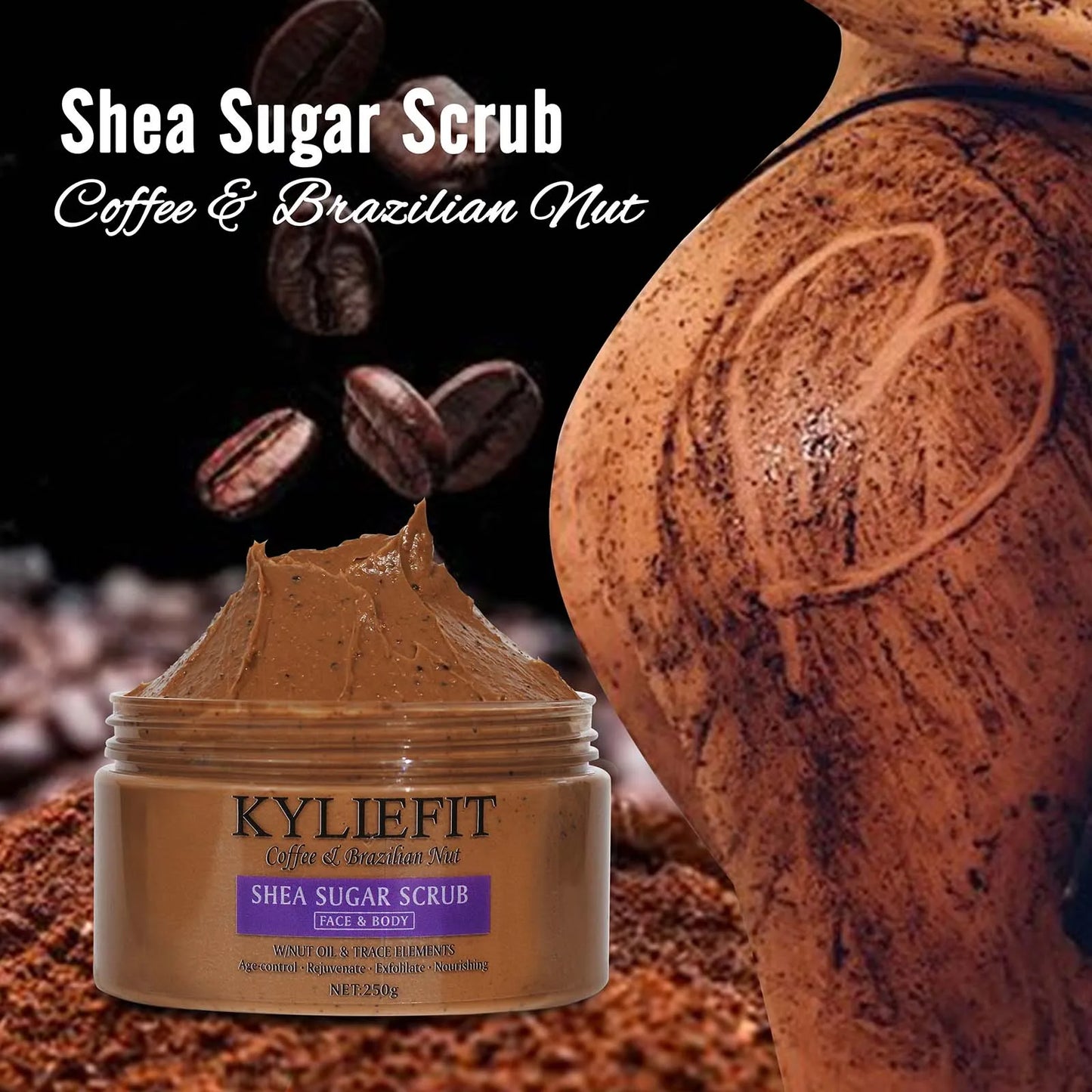 Natural Body Scrub - Moisturizing and Exfoliating Body, Face, Hand, Foot Scrub - Lightening, Fine Lines & Wrinkles, Skin Glowing
