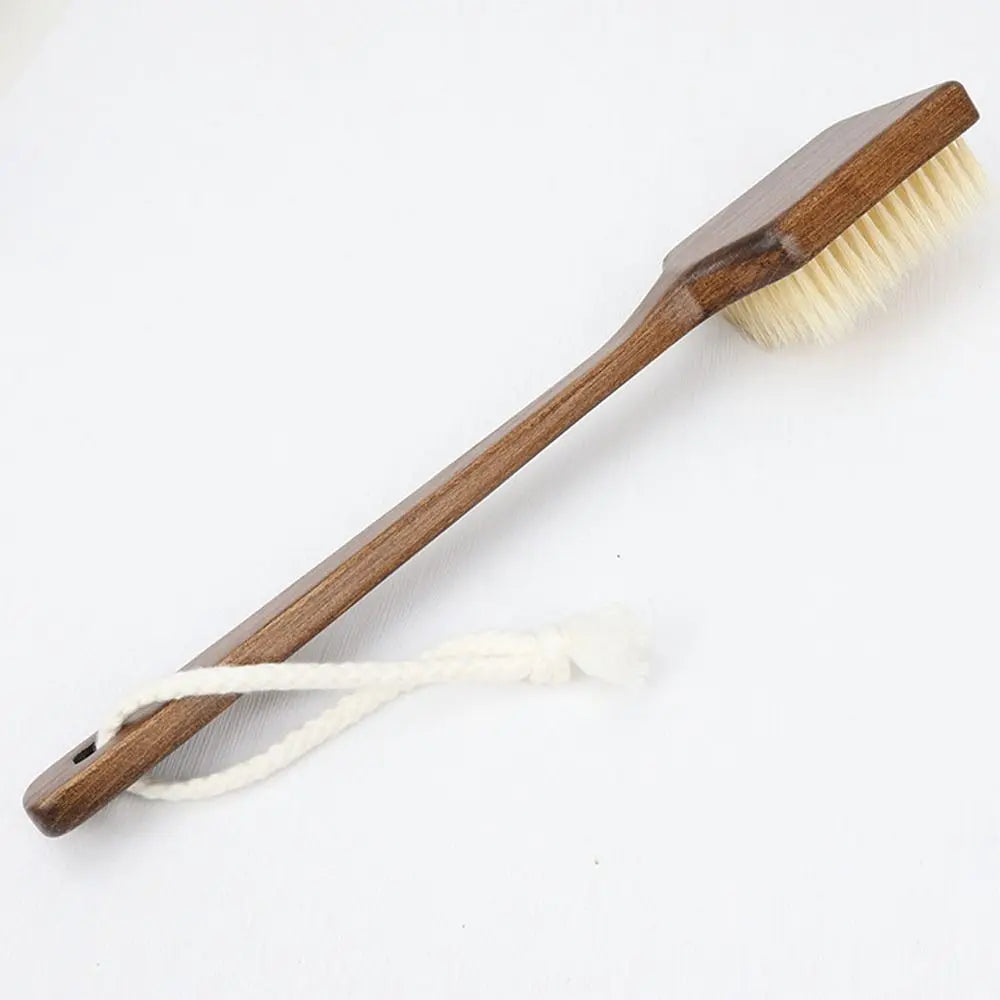 Scrubbing Brush Wood Long Handle Hair Brush Soft Bristles Ergonomic Shower Back Scrub Comfortable Back Scrubber Skin Cleanser