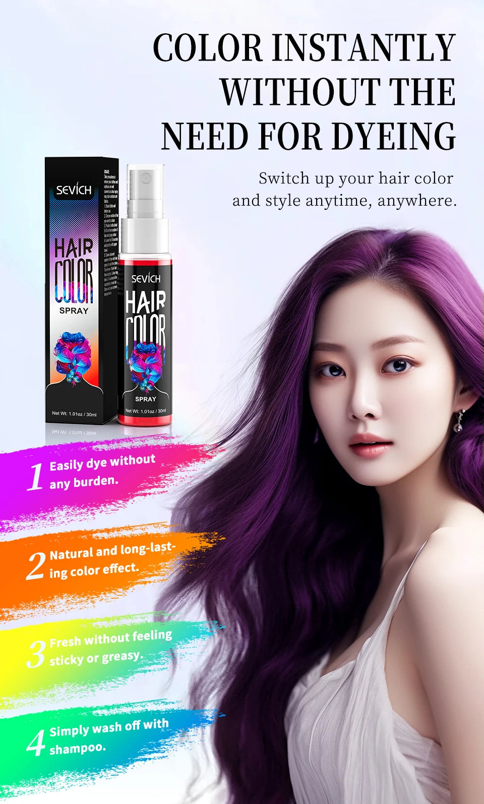 Hair Color Spray Hairs Dyed Hair Colour Styling Product Long Lasting Dye for Hair Beards Coloring Temporary Hair Colour Cream