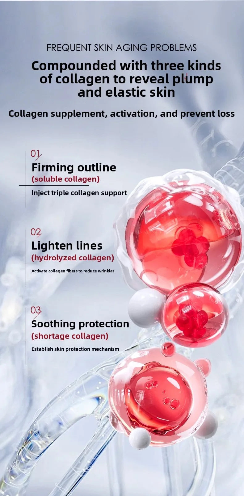 Serum Protein Essence Anti- Wrinkle Face Serum Fade Fine Lines Facial Moisturizing brightning Anti Aging Firming Skin Care