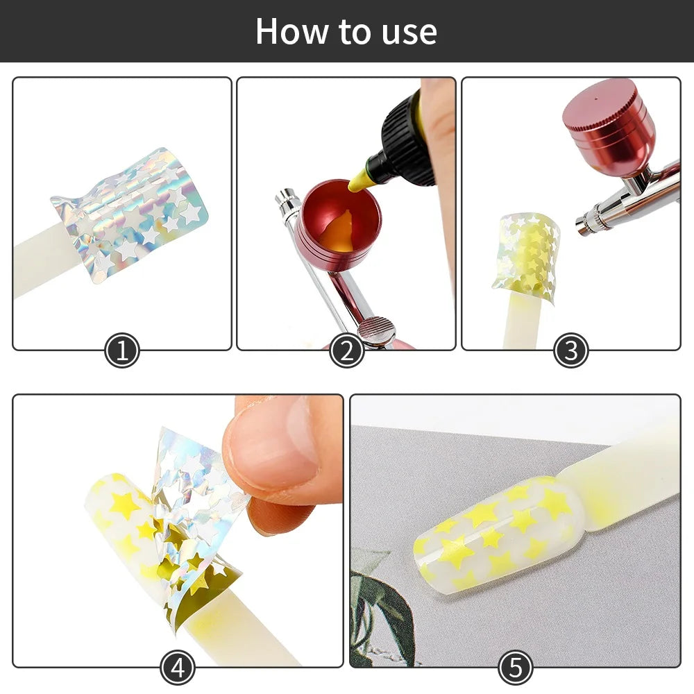 12pcs Nail Polish Paint Airbrush Nail Ink Use For Airbrush Spray Gun Color Painting Stencil Making Hollow Pattern Nail Art Tools