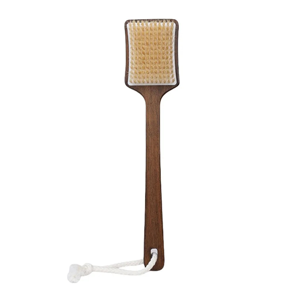 Scrubbing Brush Wood Long Handle Hair Brush Soft Bristles Ergonomic Shower Back Scrub Comfortable Back Scrubber Skin Cleanser