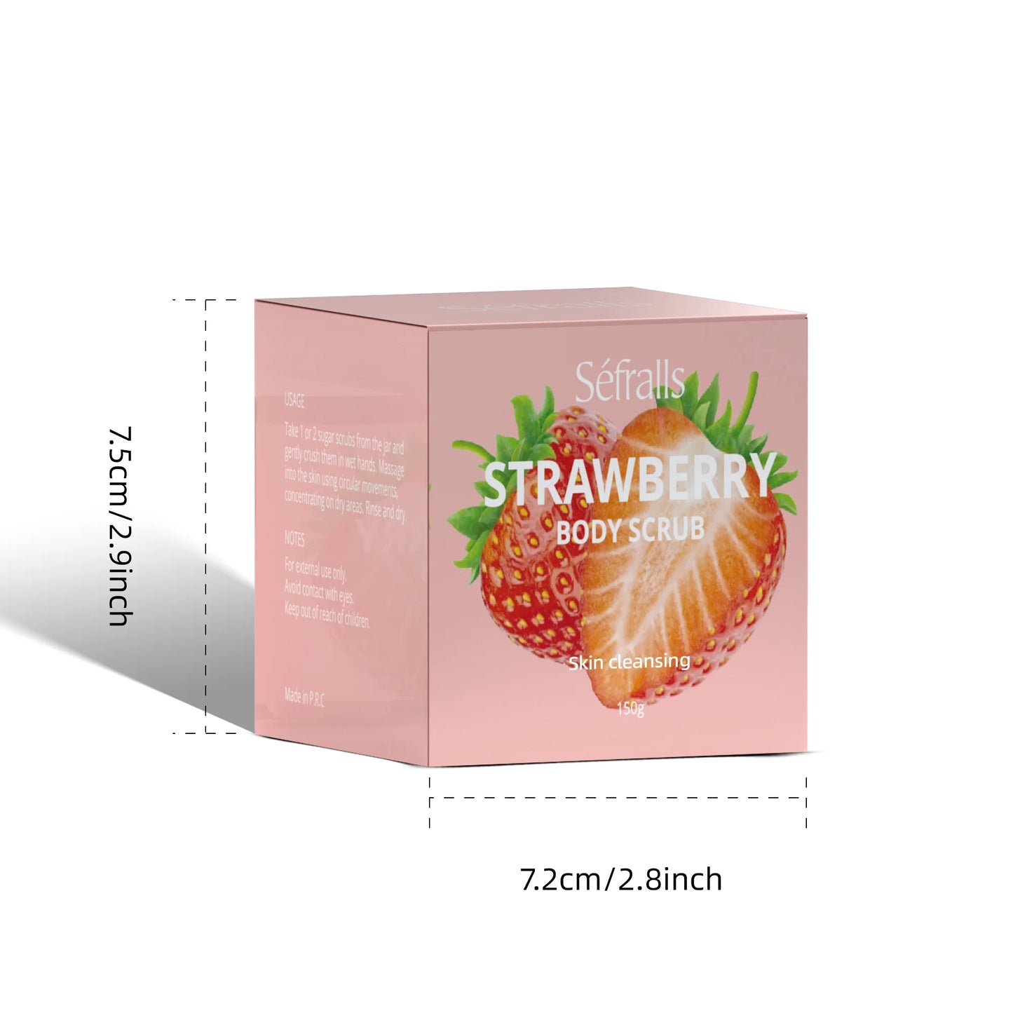 Séfralls Strawberry Body Scrub 150g Exfoliating & Hydrating Body Scrub, Sugar Scrub, Moisturize Smooth Cleansing Skin