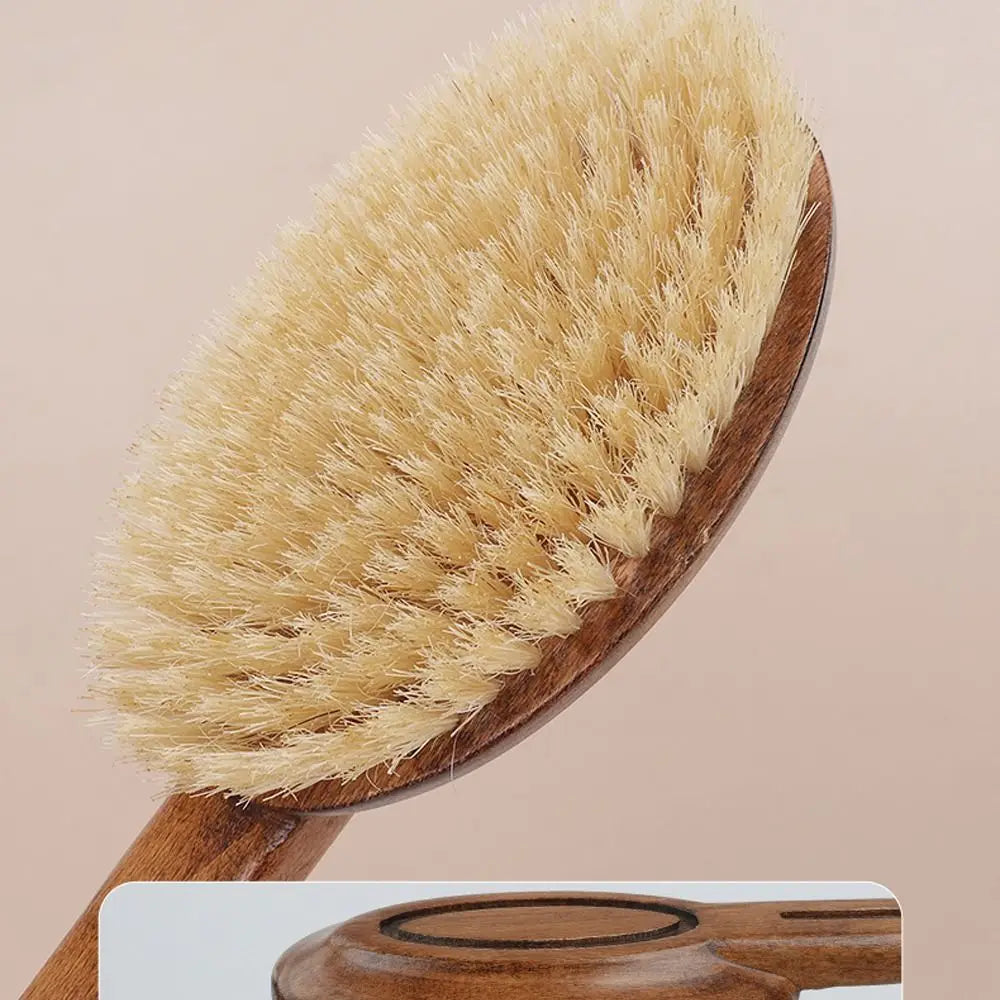 Scrubbing Brush Wood Long Handle Hair Brush Soft Bristles Ergonomic Shower Back Scrub Comfortable Back Scrubber Skin Cleanser