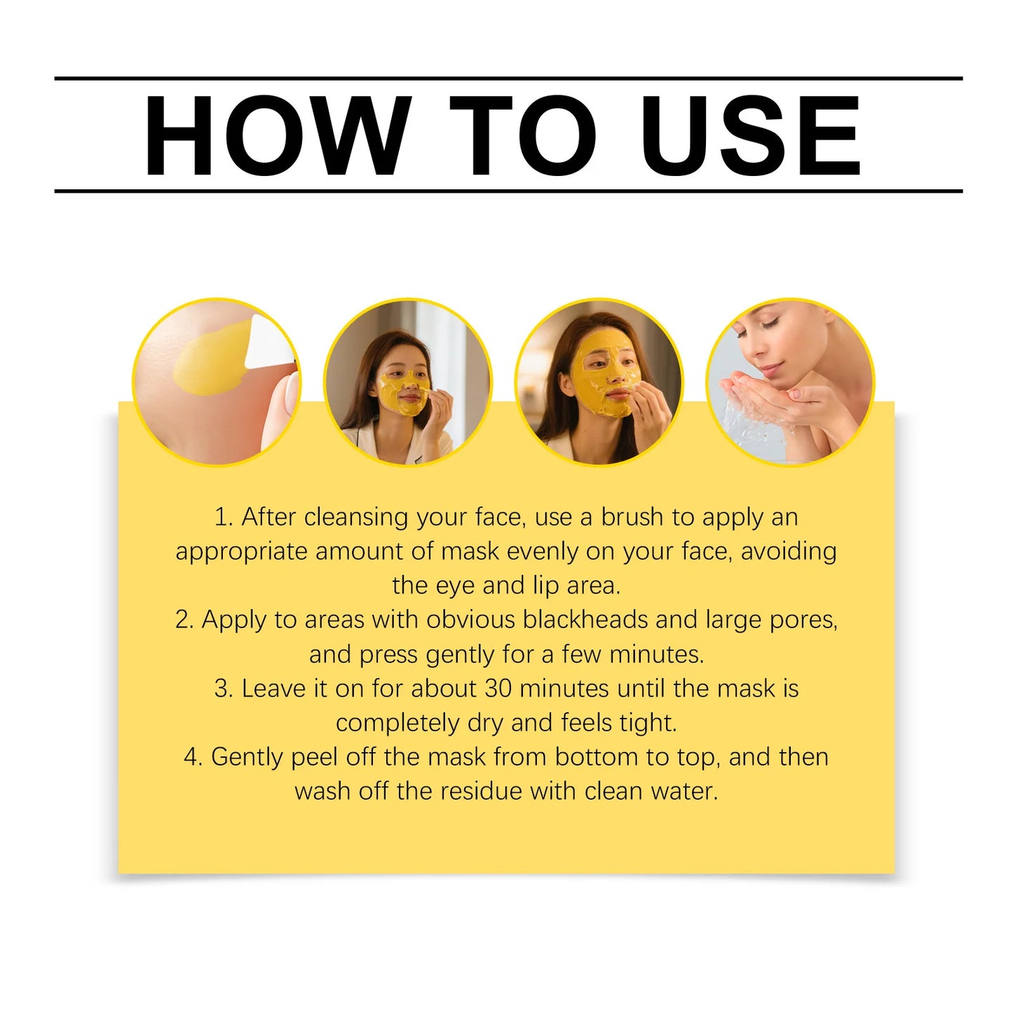 Peel-Off Facial Mask Deep Cleansing Brightening Shrink Pores Blackhead Remover Repair Moisturizing Turmeric Peel-Off Facial Mask