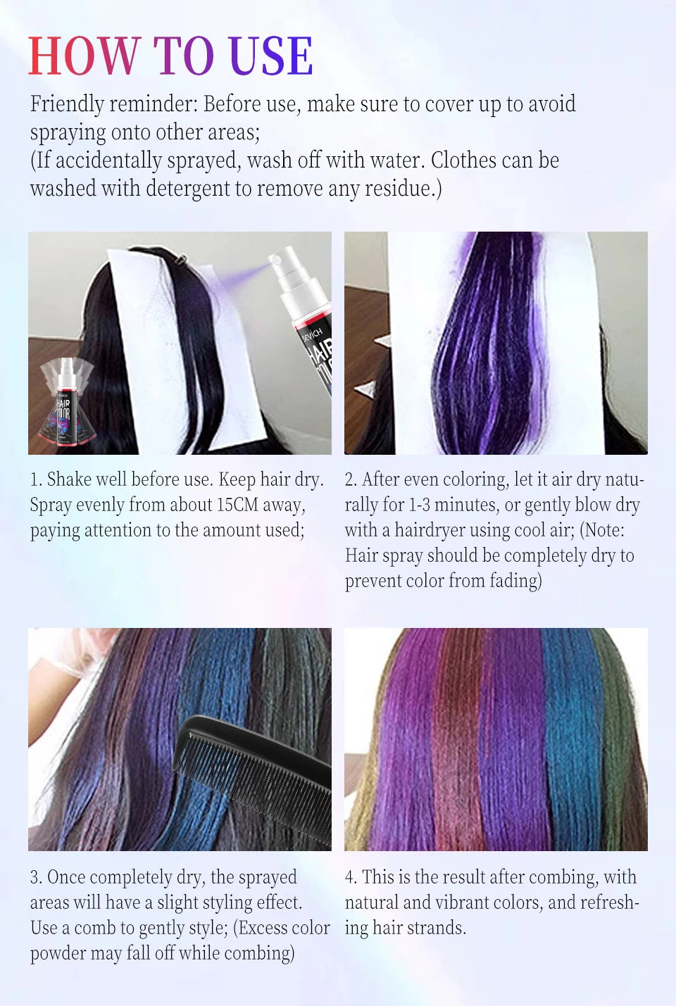 Hair Color Spray Hairs Dyed Hair Colour Styling Product Long Lasting Dye for Hair Beards Coloring Temporary Hair Colour Cream