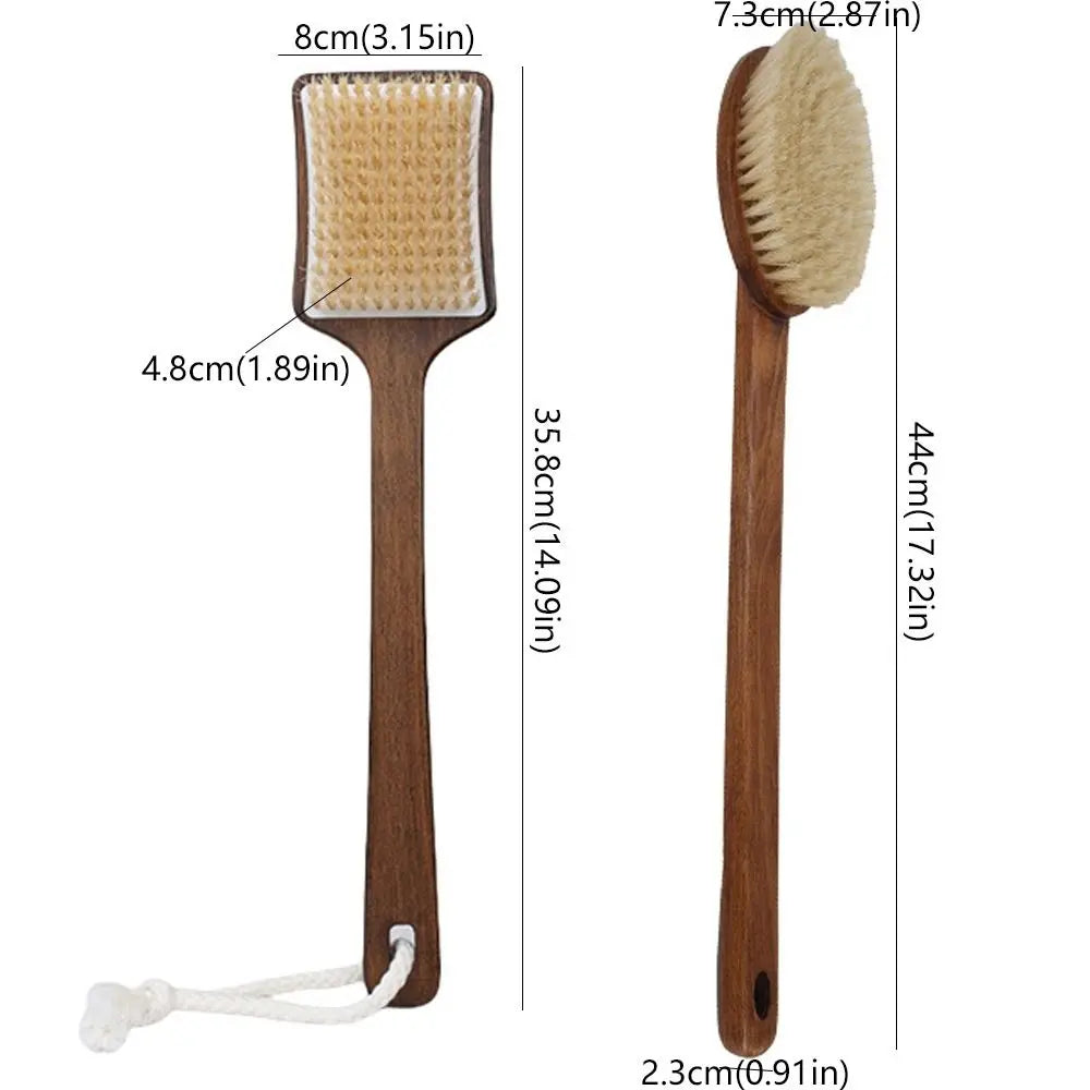 Scrubbing Brush Wood Long Handle Hair Brush Soft Bristles Ergonomic Shower Back Scrub Comfortable Back Scrubber Skin Cleanser