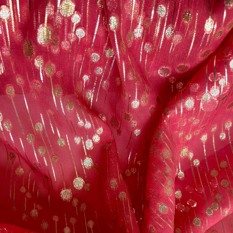 New Somali Dirac Metallic Jacquard Floral Silk With Gold Lurex Mulberry Silk Saree Dress Tissue