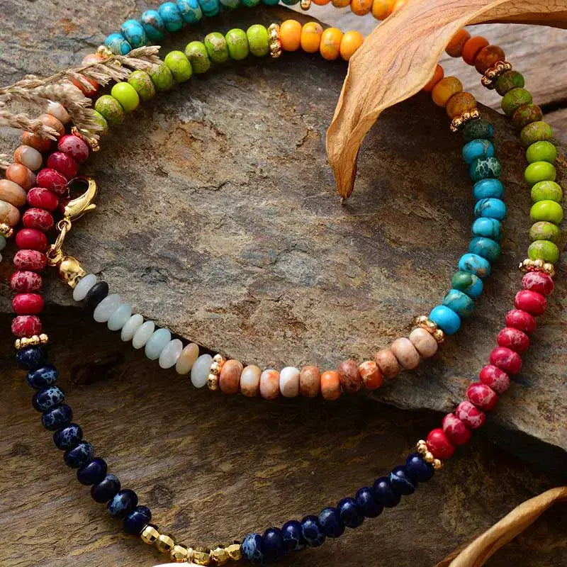 7 Chakra Moon Necklace Copper Pallas