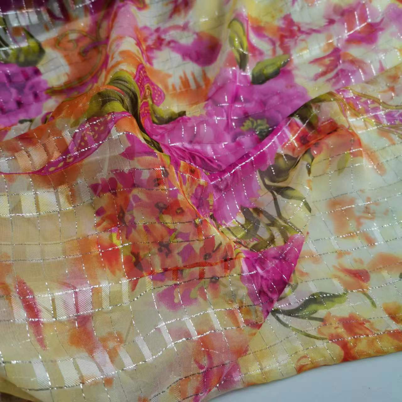 New Somali Dirac Metallic Jacquard Floral Silk With Gold Lurex Mulberry Silk Saree Dress Tissue