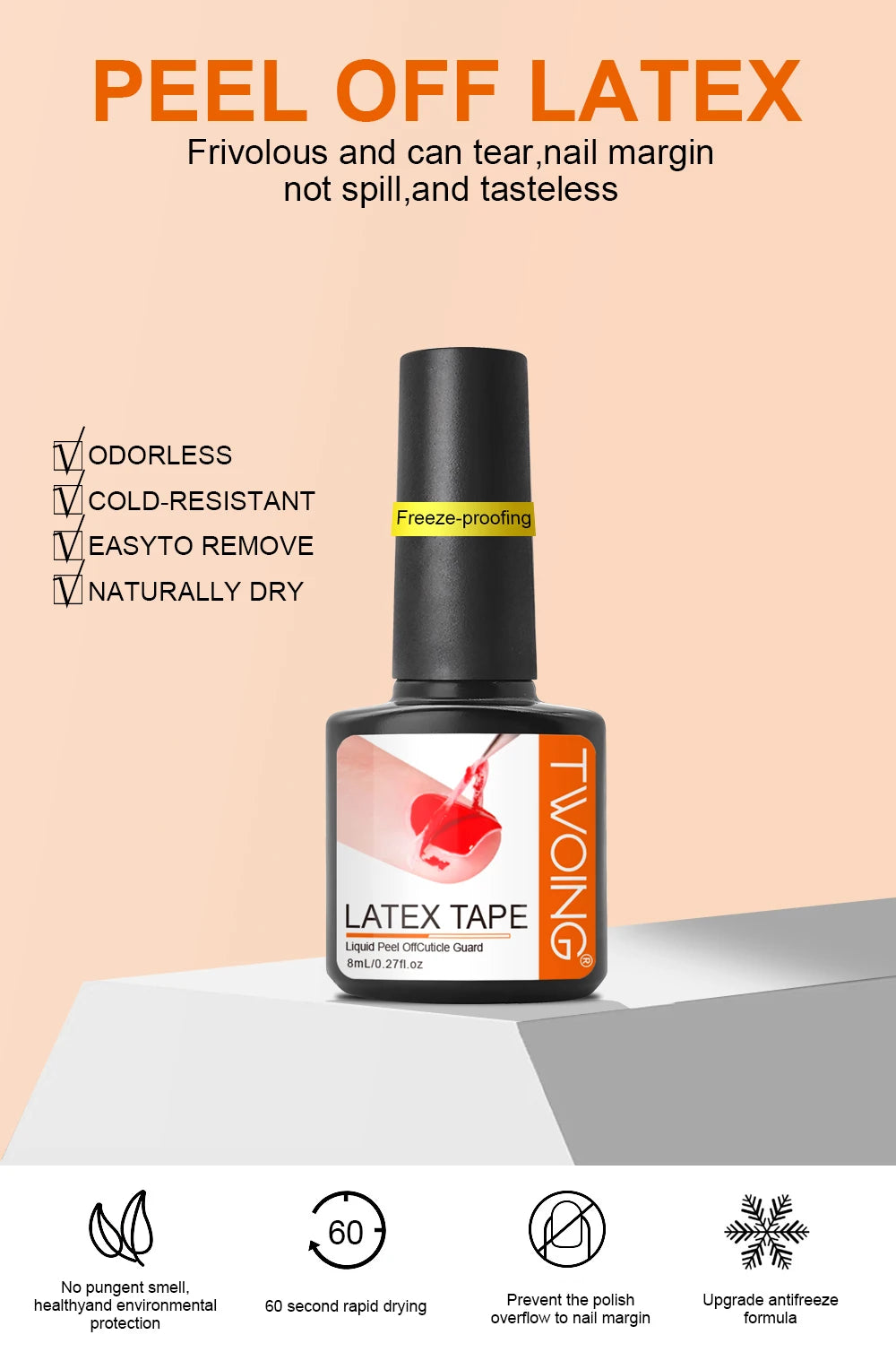 8ml Nail Peel Off Liquid Anti-Overflow Glue Edge Latex Tape, Peel OffCuticle Guard Nails Finger Lacquer Protector, Nail Polish
