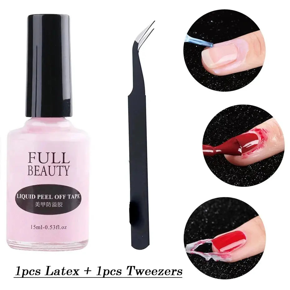 15ml Peel Off Latex Antifreezing Nail Liquid Anti-overflow Glue Nail Edge Protection Fast Dry Nail Skin Care Tool With Tweezer Femina Worldwide