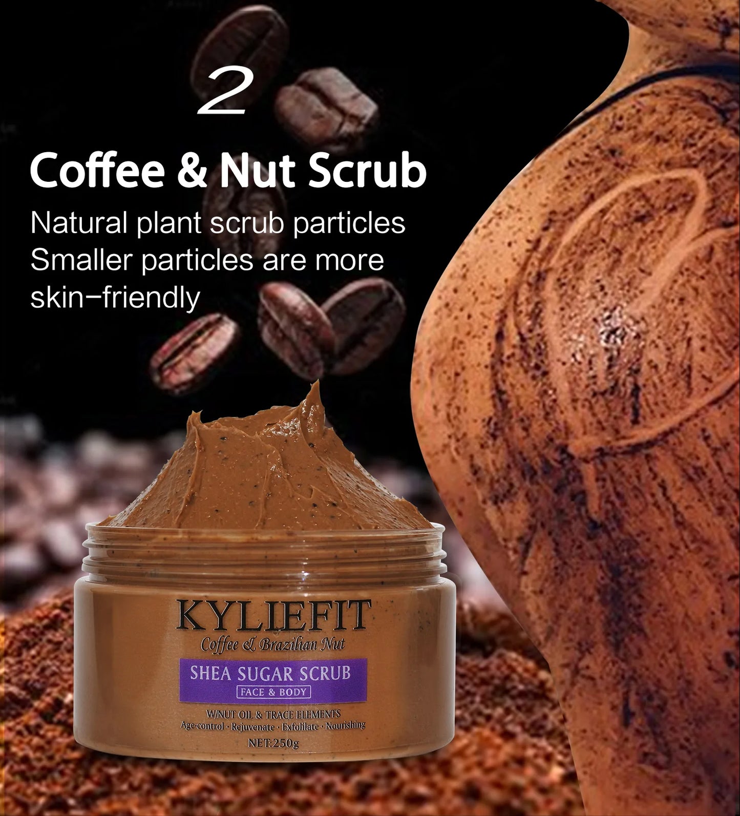 Natural Body Scrub - Moisturizing and Exfoliating Body, Face, Hand, Foot Scrub - Lightening, Fine Lines & Wrinkles, Skin Glowing